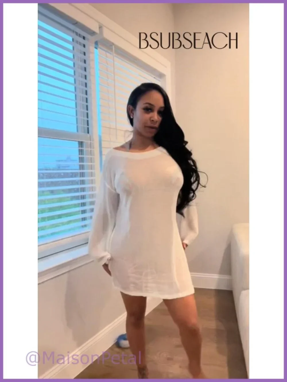 Bsubseach Crochet Bathing Suit Cover Up Mesh Beach Top Long Sleeve